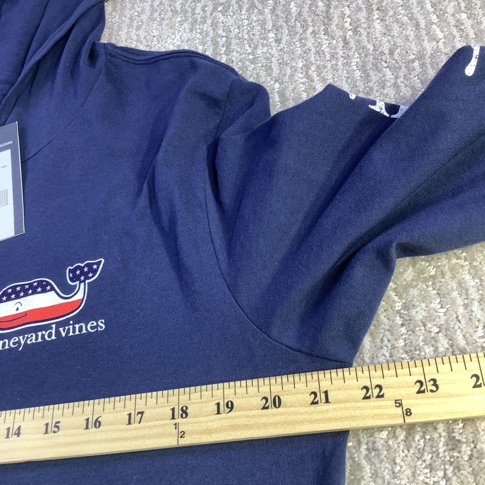 Vineyard Vines Mens LS Blank Hoodie T-Shirt Deep Bay Patriotic Whale M NWT - Picture 11 of 15